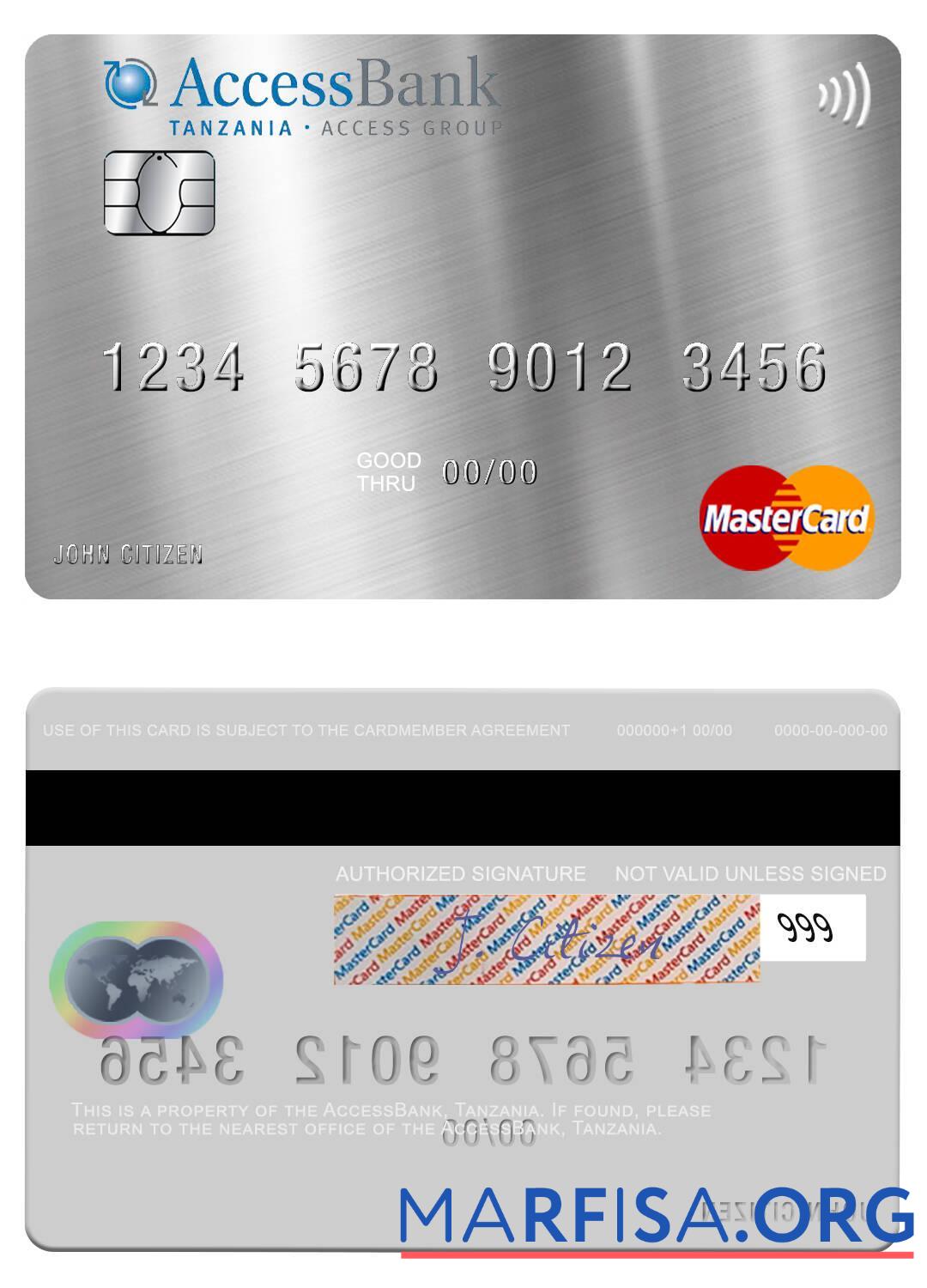 Realistic Tanzania AccessBank mastercard template